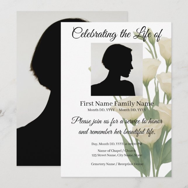 Convite memorial de flor  (Frente/Verso)
