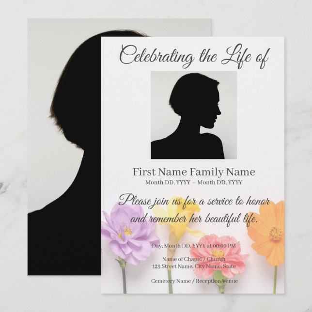 Convite memorial de flor (Frente/Verso)