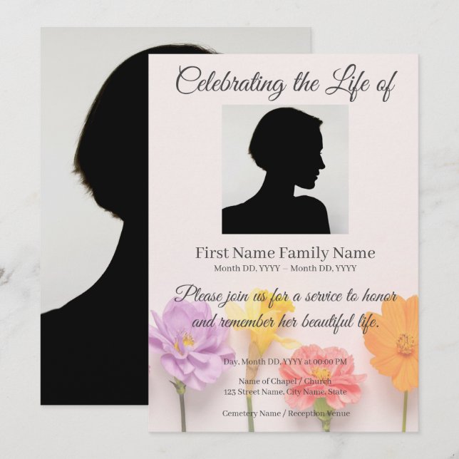 Convite memorial de flor (Frente/Verso)