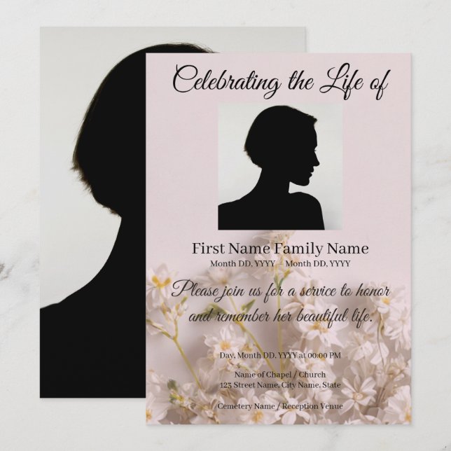 Convite memorial de flor silvestre (Frente/Verso)