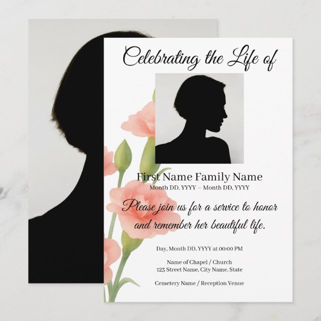 Convite memorial de flores (Frente/Verso)