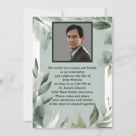 Convite Memorial de Fotografias de Sage Green e White Leav