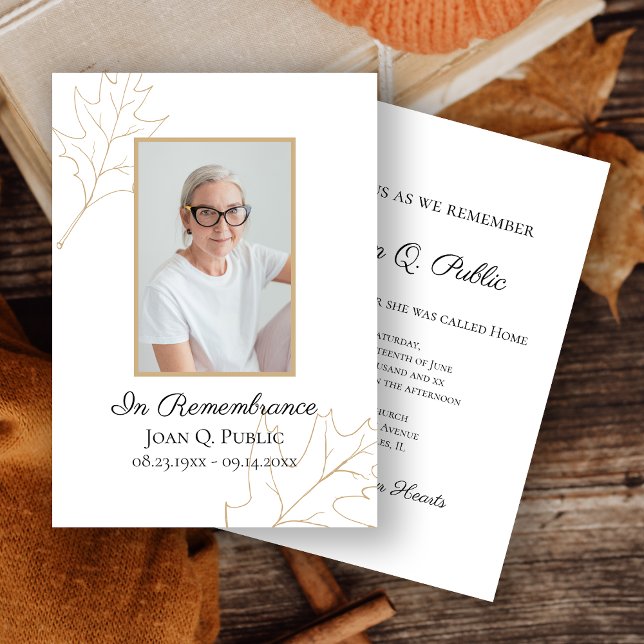 Convite Memorial do Aniversário de Morte de Fall Oak Deixa (Criador carregado)