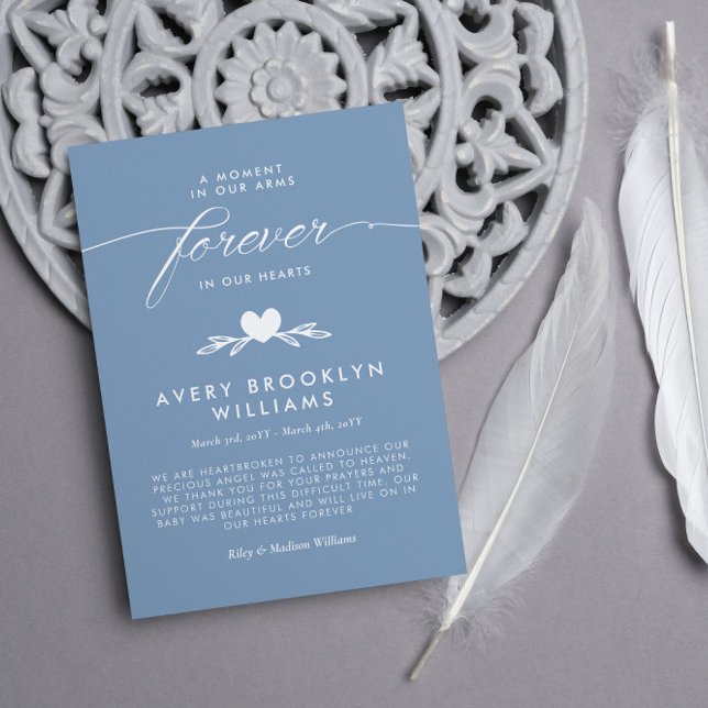 Convite Memorial Do Bebê Azul Para Sempre Em Nossos Coraçõ (Criador carregado)