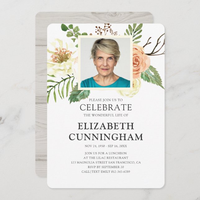 Convite Memorial Fotográfico de Florais de Aquarela Russa (Frente/Verso)