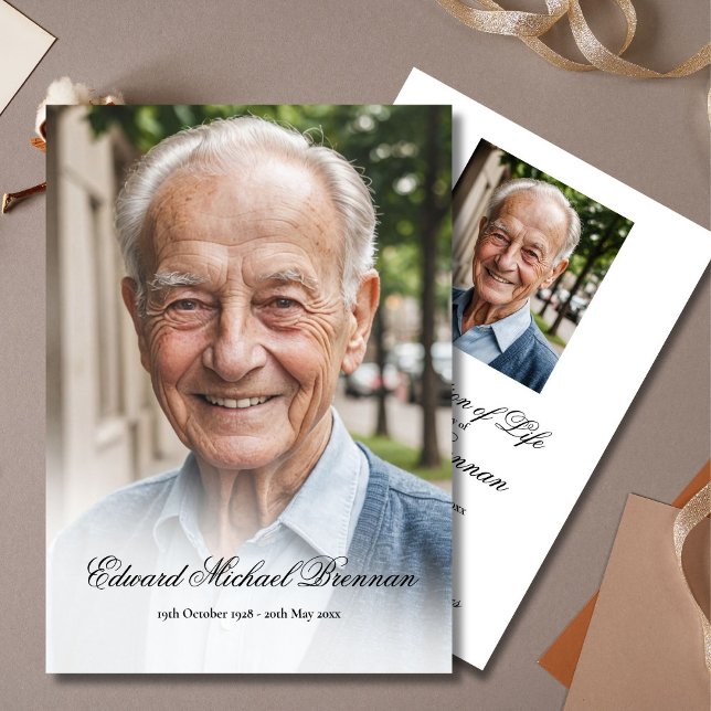 Convite Memorial Funeral 2 Foto Elegante (Criador carregado)