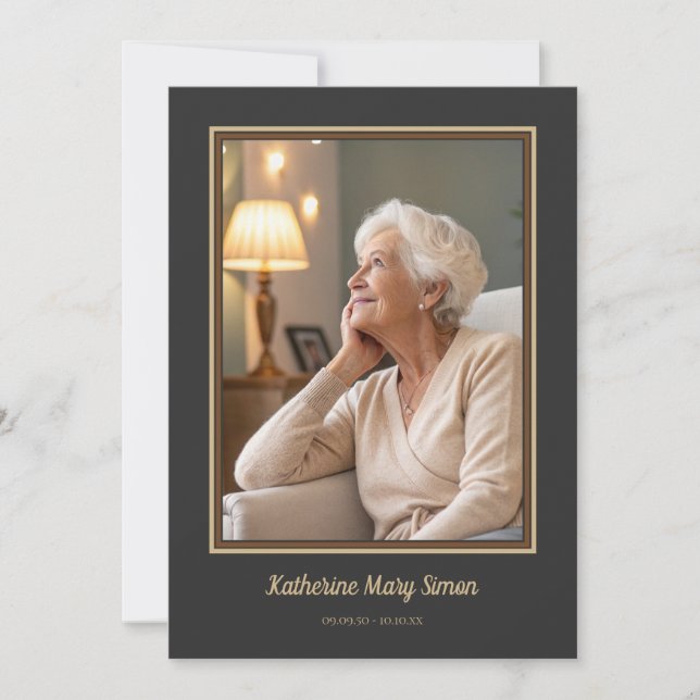 Convite Memorial Funeral do Beige do Carvão Elegante (Frente)