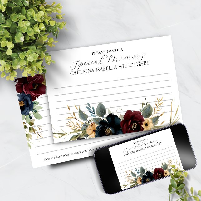 Convite Memorial Funeral do Marinho Burgundy Compartilha u (Criador carregado)