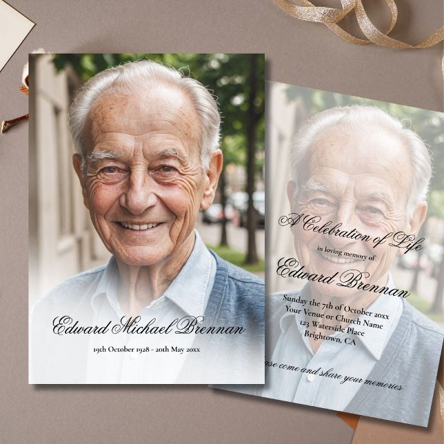 Convite Memorial Funeral Foto Elegante (Criador carregado)