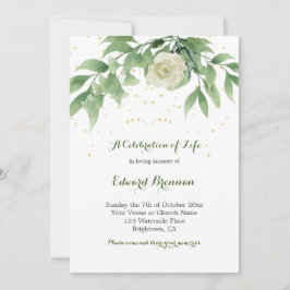 Convite Memorial Funeral Foto Elegante Rosa Foliage