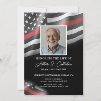 Convite Memorial Funeral Homenagem à Linha Vermelha Fina d