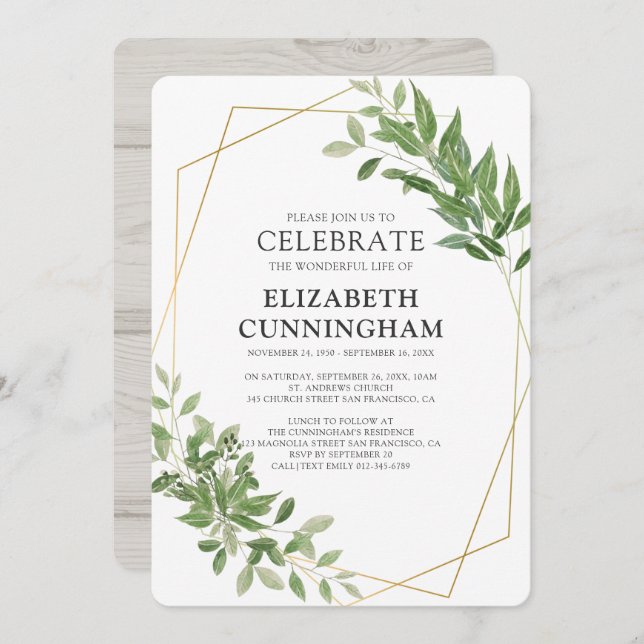 Convite Memorial geométrico da folha da aguarela do país (Frente/Verso)