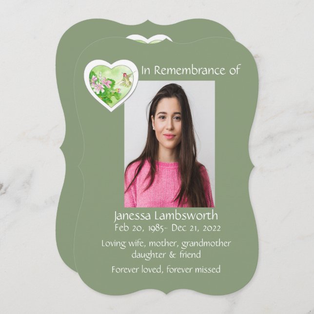 Convite Memorial Invite Watercolor Hummingbird (Frente/Verso)