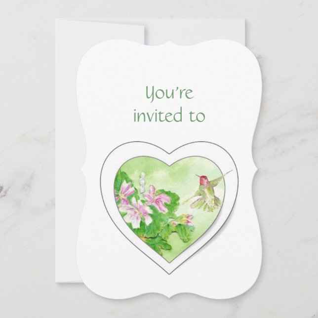 Convite Memorial Invite Watercolor Hummingbird (Frente)