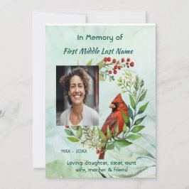 Convite Memorial keepsake Cardinal Bird