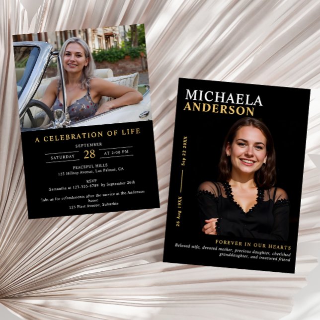 Convite Memorial Moderno / Funeral / Celebração da Vida (Criador carregado)