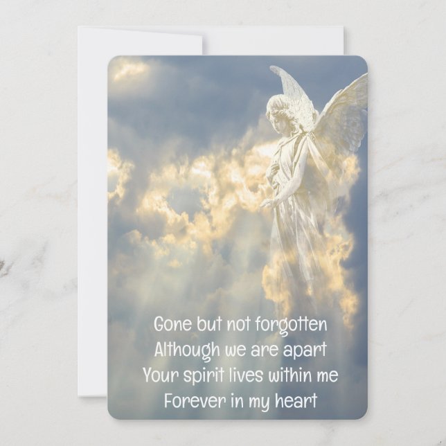 Convite Memorial Pocket Keepsasasaem Angel Sky Clouds (Frente)