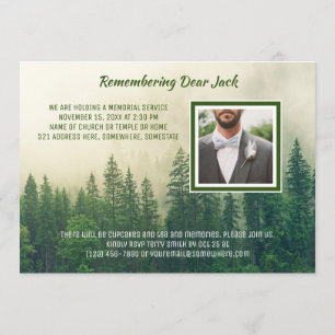 Convite Memorial Service Foggy Forest Trees Adicionar Sua 