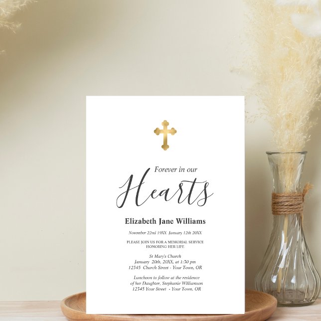 Convite Memorial Service Forever In Our Heart Christian (Criador carregado)