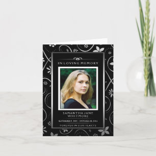 Convite Memorial Service Invite - Black White Floral Card