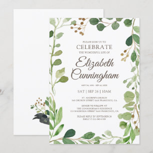 Convite Memorial Simple Modern Greeneric Foliage Botanical