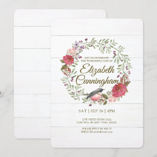 Convite Memorial Virtual de Pássaro Verde de Folhagem em 