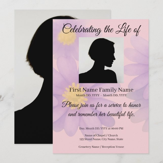 convite memorial Windflower (Frente/Verso)
