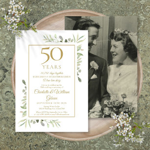 Convite Memórias de Fotos do 50º Aniversário de Casamento