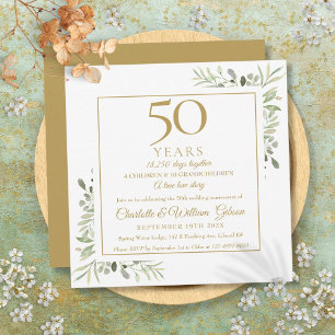 Convite Memórias do 50º Aniversário de Casamento Greenery