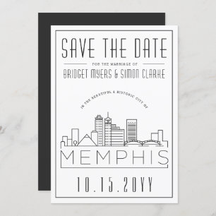 Convite Memphis Wedding   Skyline Estilizado Salvar a Data