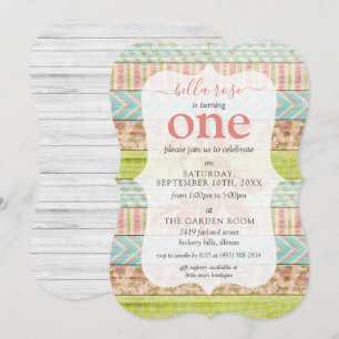 Convite Menina Aniversário Cottage de Rosas Desgastadas Ma