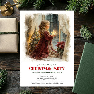 Convite Menina antiga aguarda Natal editável Natal