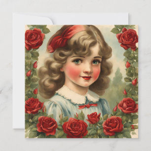 Convite Menina antiga com rosas