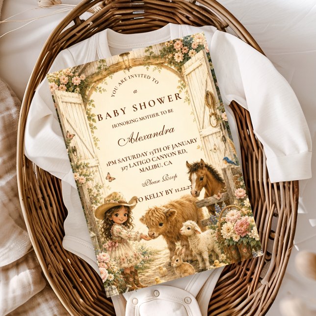 Convite Menina Atemporal Churrasco Boho Baby Shower (Criador carregado)