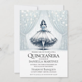 Convite Menina Azul de Quince Anos