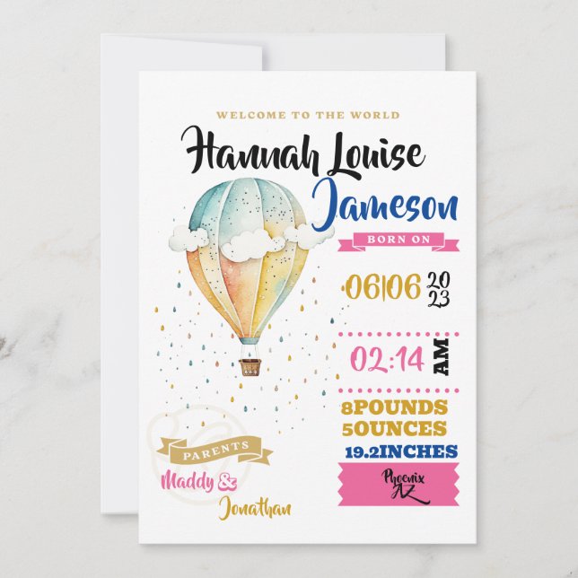 Convite Menina Bem-vinda ao Mundo (Frente)