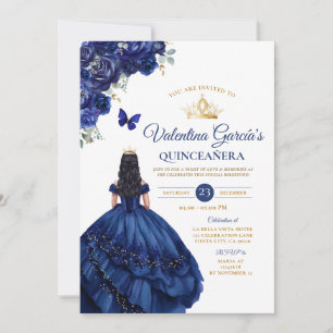 Convite Menina Blue Dress Quinceañera 15 Anos Flores Doura