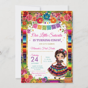 Convite Menina Bonita Señorita 5º Aniversário Vestido Mexi