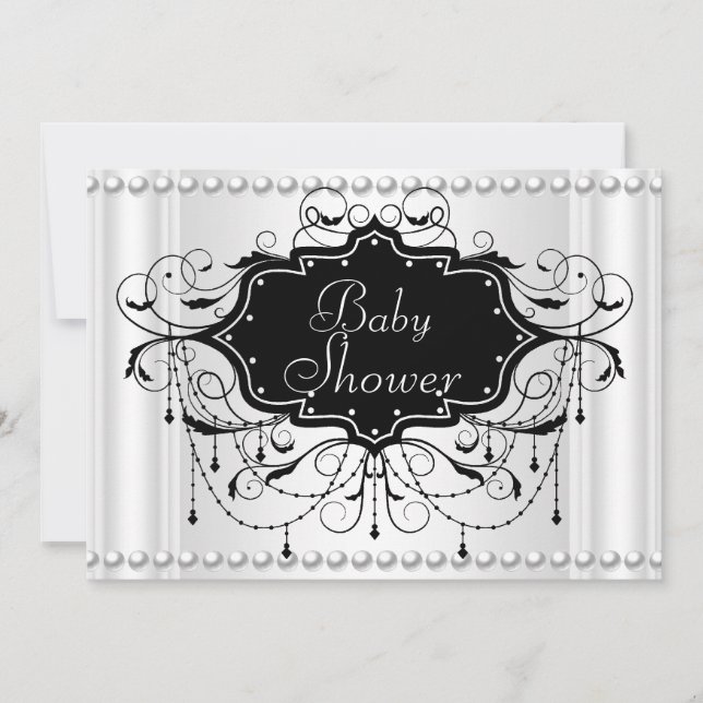 Convite Menina branca negra ou bebê Chá de fraldas (Frente)