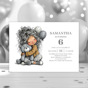 Convite Menina Caprichosa 4º Aniversário Festa Preto Doura