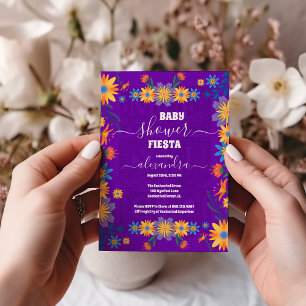 Convite Menina Chá de fraldas Chic Mexicana Floral
