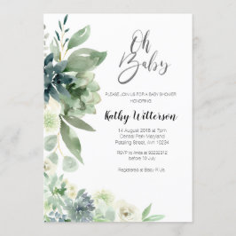 Convite Menina Chá de fraldas Moderna de Cactus Minimalist