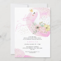 Menina Cisne Princesa Rosa Dourado Chá de Bebê