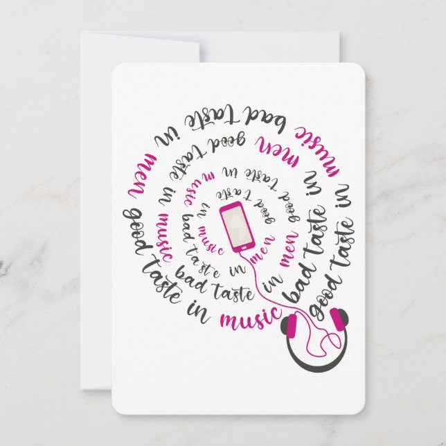 Convite Menina cita Bom gosto na música, mau gosto nos hom (Frente)