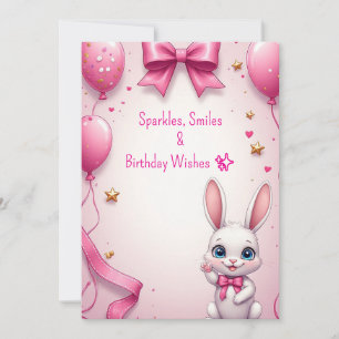 Convite Menina Coelho Rosa Celebração de Aniversário 🐰
