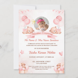 Convite Menina Convidada para Cerimônia de Mundan Indiana
