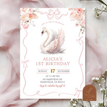 Menina Coquete Rosa Coroada Cisne Aniversário 