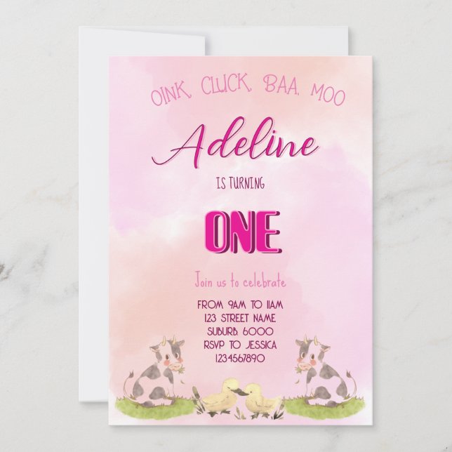 Convite menina da fazenda UM (Frente)