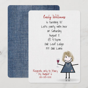 Convite Menina da Festa de 80 Anos em Tênis com Vinho