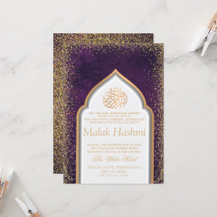 Convite Menina da Mesquita Chic PurpIe Aqiqa Islâmica Aqeq